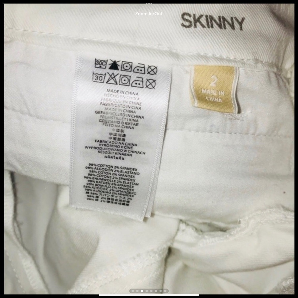 MICHAEL Kors White Skinny Jean Black Zipper Size 2 - Picture 7 of 8